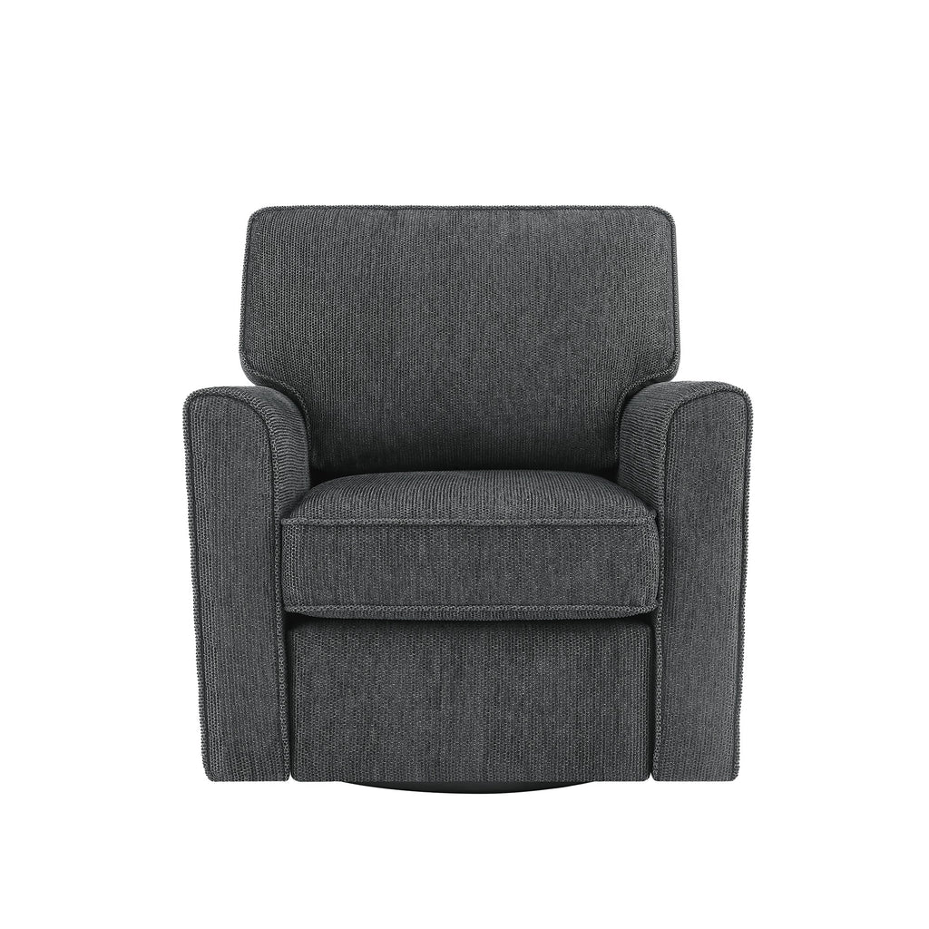 360° Swivel Chair Accent Barrel Armchair with Side Pockets, Grey Chenille, Compact Design for Living Room, Bedroom, Office