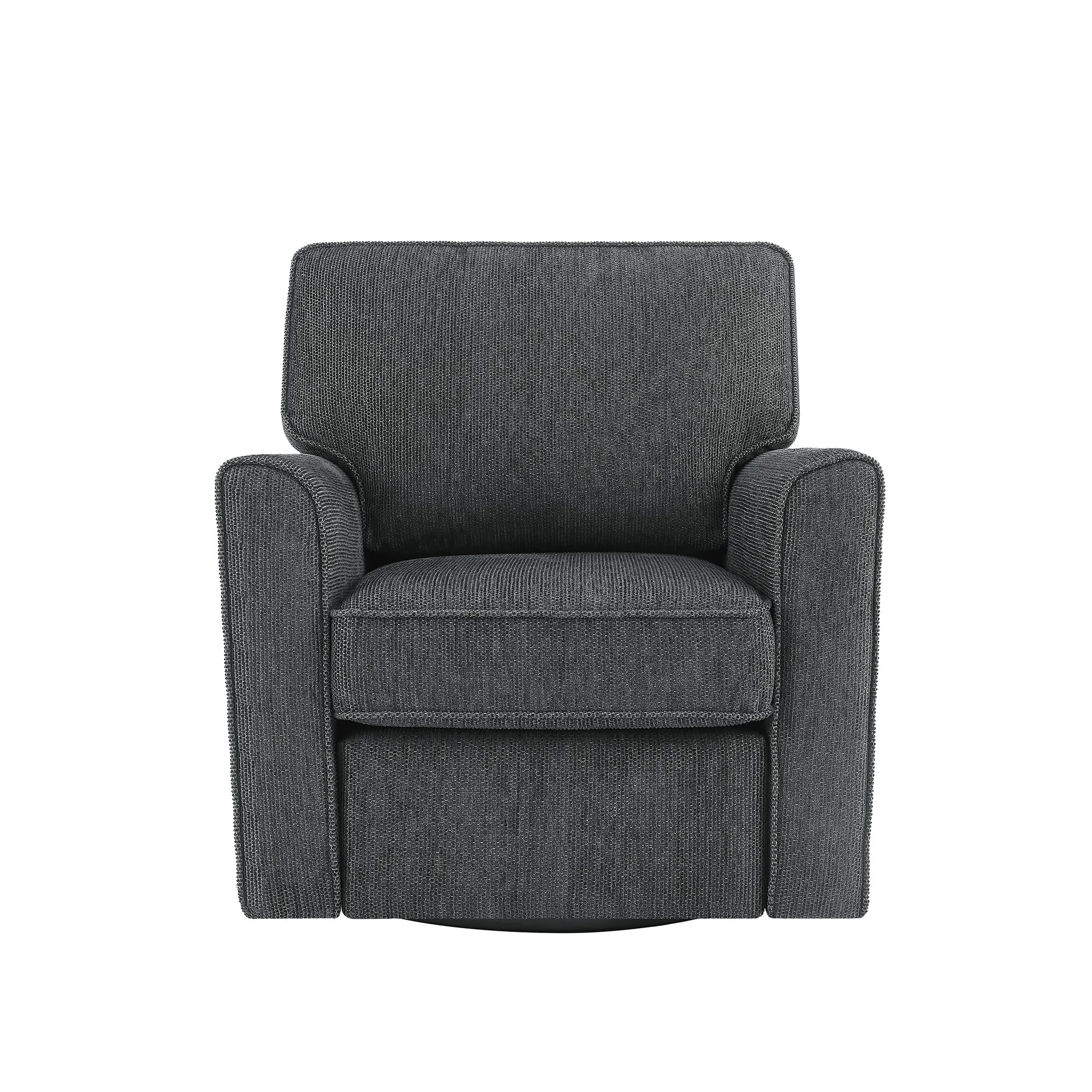 360° Swivel Chair Accent Barrel Armchair with Side Pockets, Grey Chenille, Compact Design for Living Room, Bedroom, Office