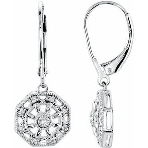 Sterling Silver .07 CTW Natural Diamond Filigree Earring