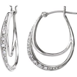 14K White Gold 1/10 CTW Natural Diamond Hoop Earrings