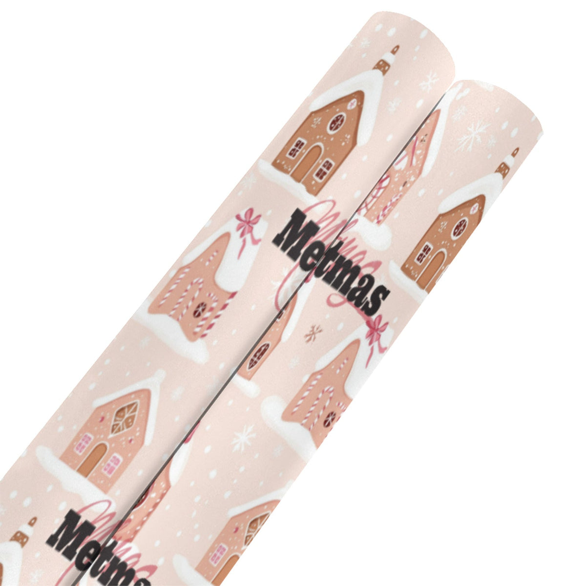 Christmas Pink Houses Custom Gift Wrapping Paper 58"x 23" (Made in USA)