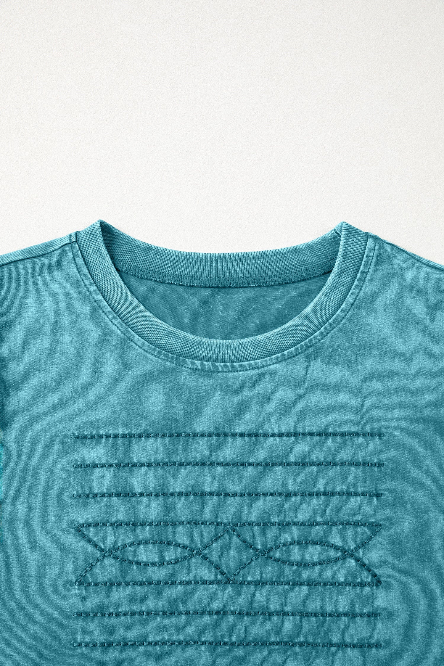 Western Embroidered Mineral Wash Puff Sleeve Tee