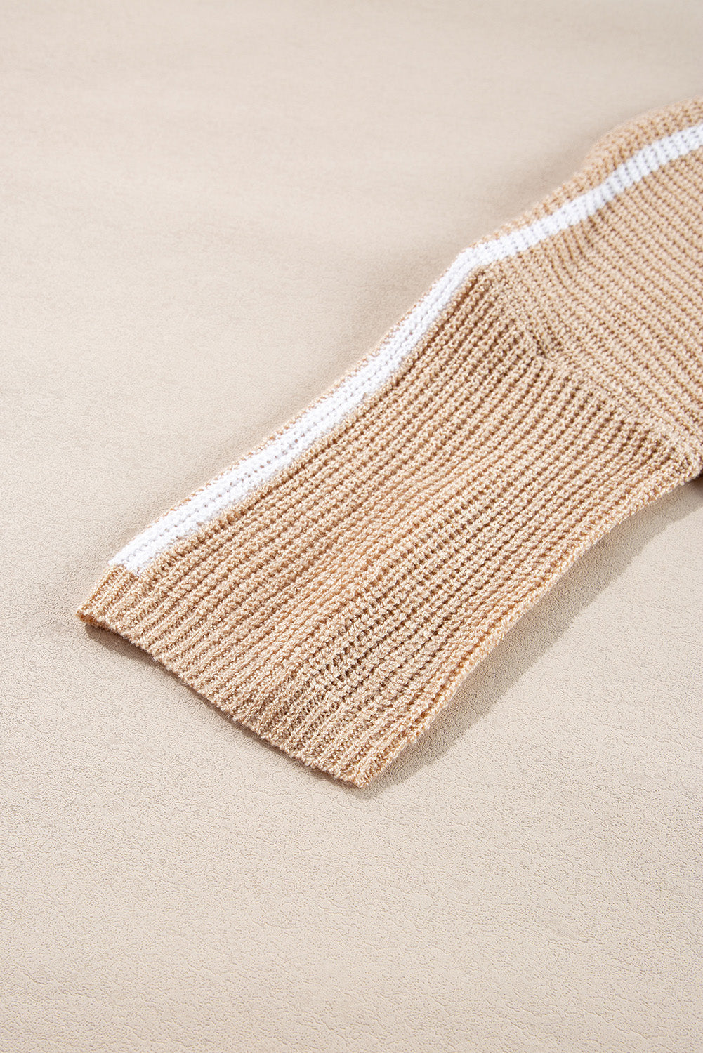 Contrast Stripe 3/4 Sleeve Crew Neck Sweater