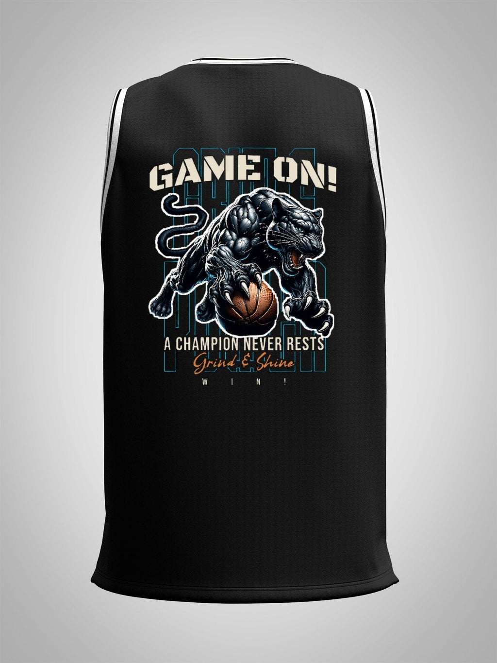 Game On! Grind & Shine Jaguar Black Basketball Jersey - Front & Back Printing