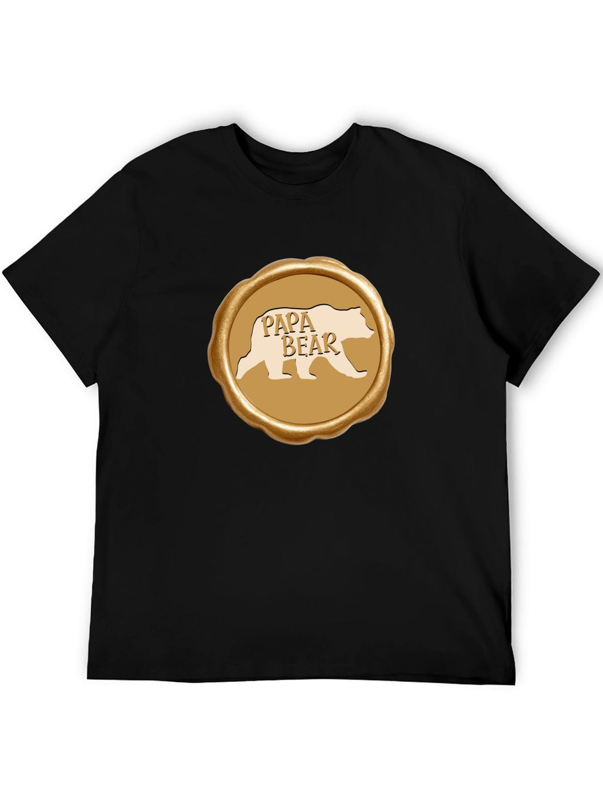 Papa Bear Golden Seal Short Sleeve Graphic T-Shirt (Front Printing)
