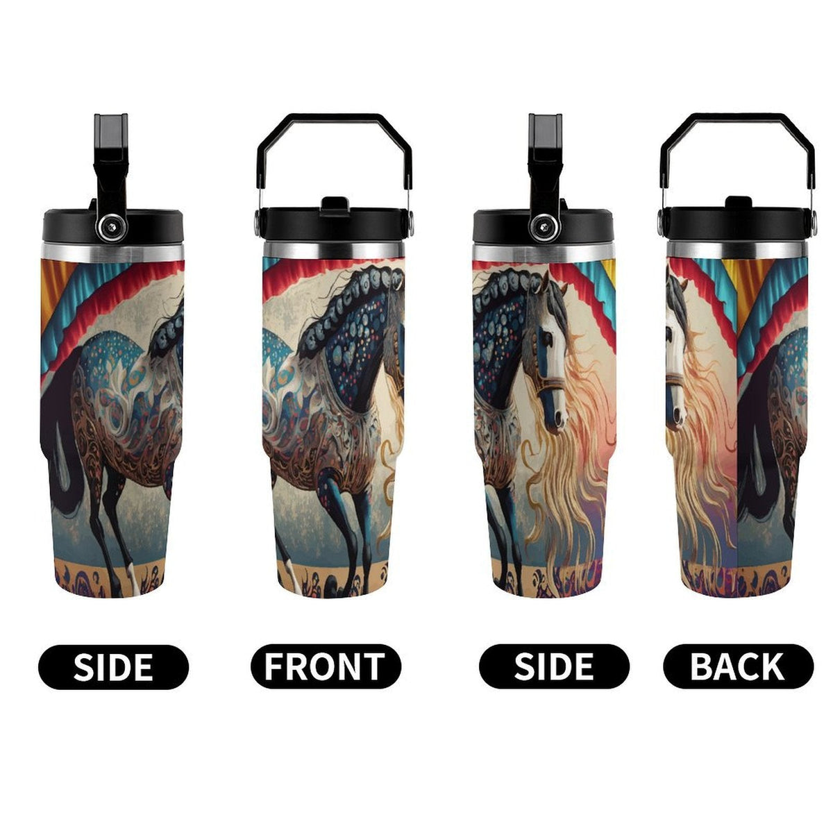 Bejeweled Horse 30 oz Stainless Steel Water Bottle Tumbler