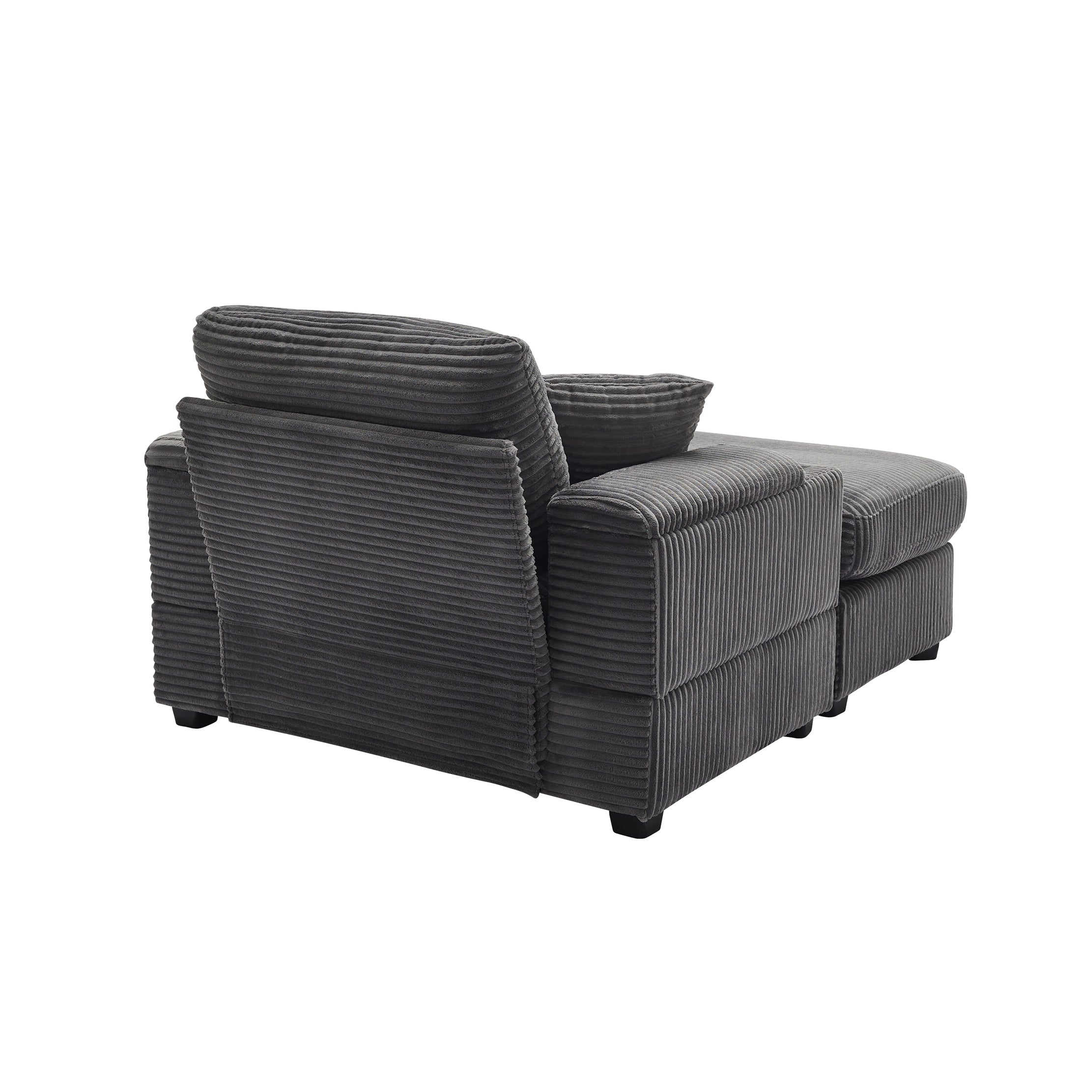 [VIDEO/New]Corduroy Upholstered Chaise Lounge Sofa with Handrail storage ,Movable ottoman,Cupholders,Detachable Cushions Deep Seat for Living Room Office,3 colour