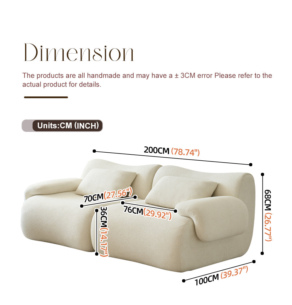 Sofa in a Box, Memory Foam 2-Seater Couch, Modern Compression Sofa with Deep Seat, No Assembly Required, Couch for Living Room Bedroom Apartment, White