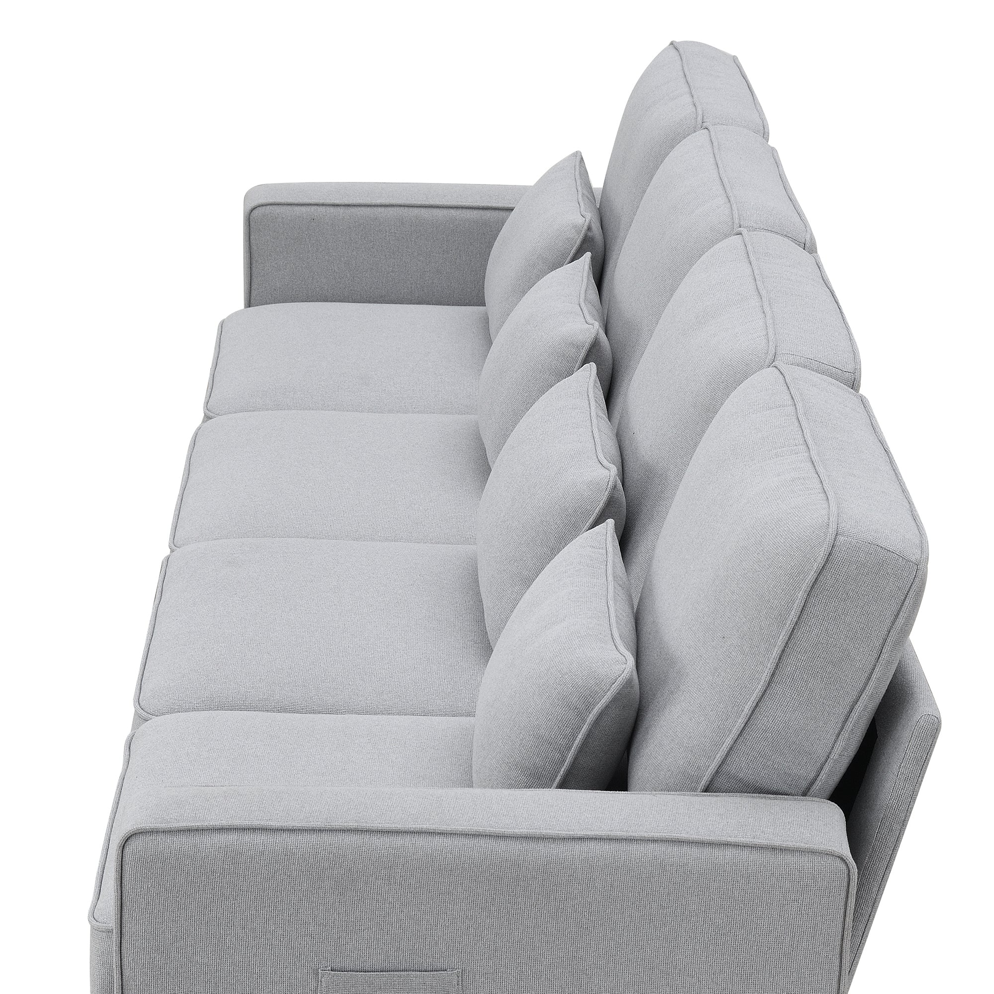 [VIDEO provided] [New] 104' 4-Seater Modern Linen Fabric Sofa with Armrest Pockets and 4 Pillows,Minimalist Style Couch for Living Room, Apartment, Office,3 Colors