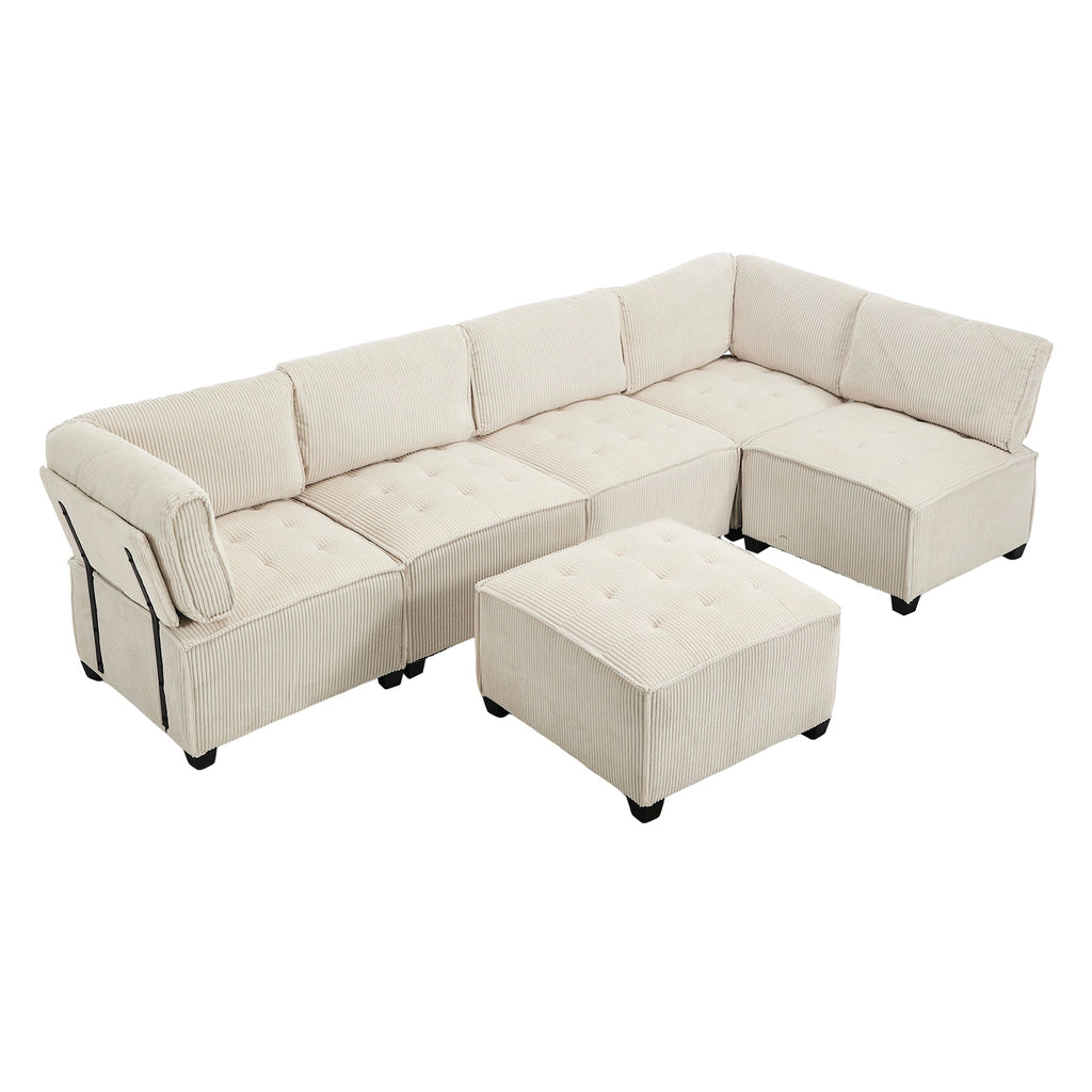 UNITED WE WIN Modular Sectional Sofa U Shaped Modular Couch with Reversible Chaise Modular Sofa Sectional Couch,6- Seat Convertible Sofa,Fit for Living Room