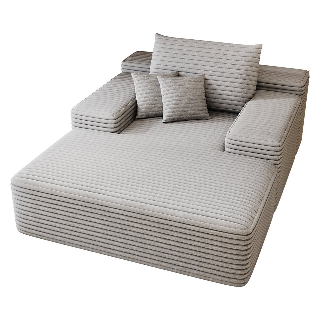 68'*51' Chaise Lounge Chair Indoor, Oversized Upholstered Sofa Bed, Sleeper Couch Reading Chairs Fluffy Plush Faux Fur Cloud Sofas Couches for Living Room,Grey