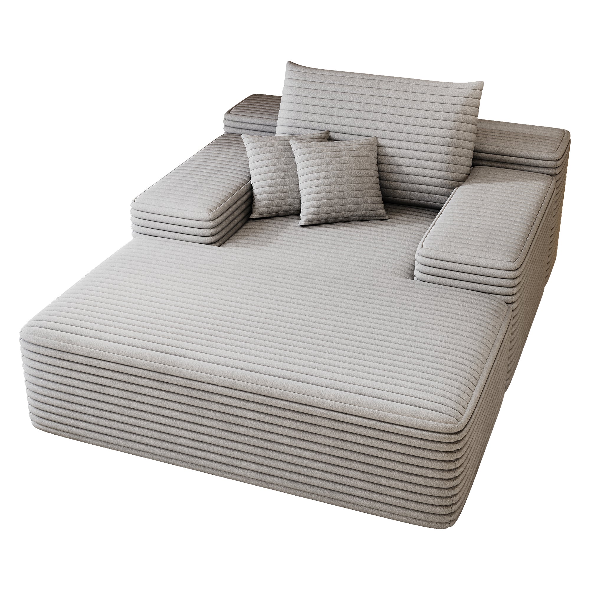 68'*51' Chaise Lounge Chair Indoor, Oversized Upholstered Sofa Bed, Sleeper Couch Reading Chairs Fluffy Plush Faux Fur Cloud Sofas Couches for Living Room,Grey
