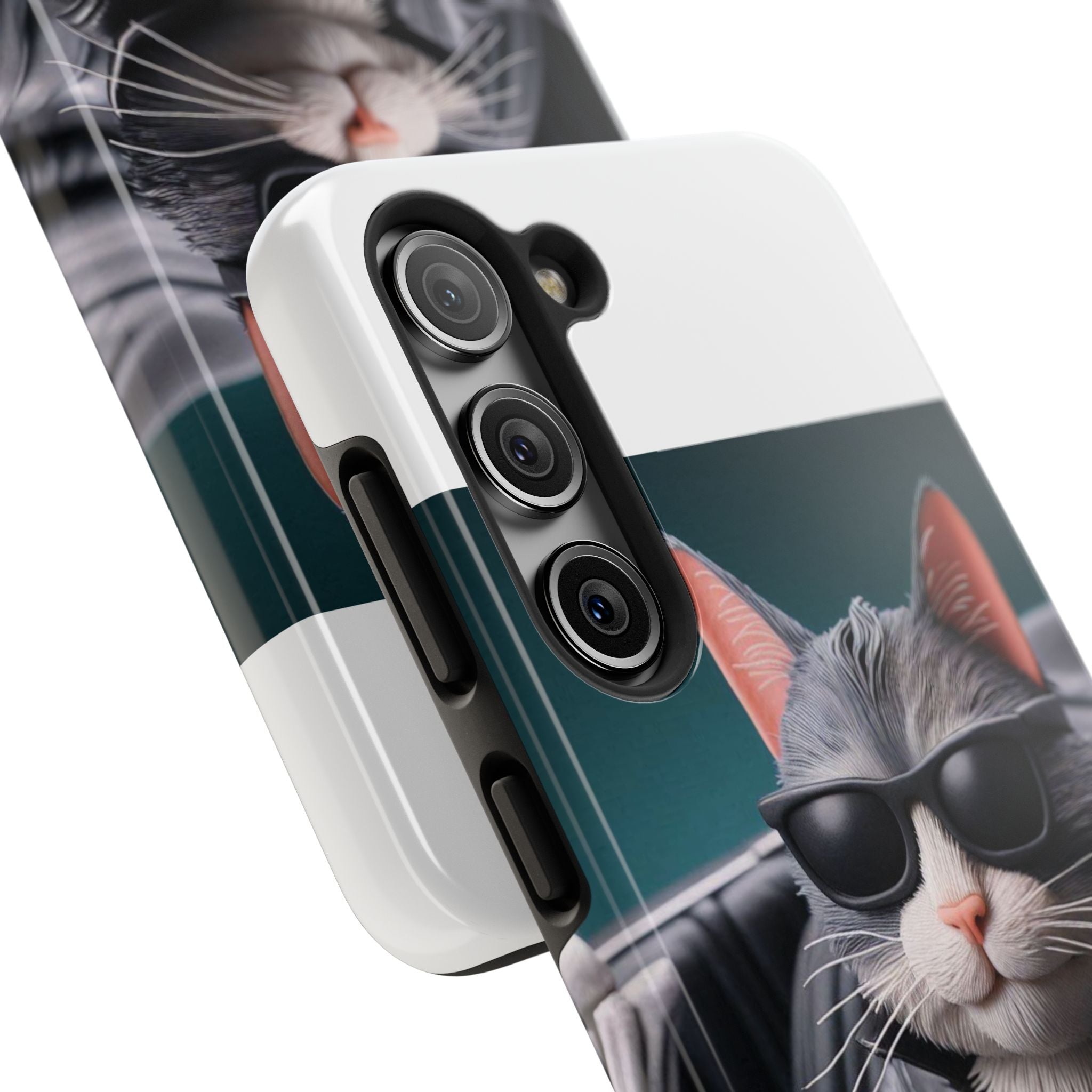 Cool Cat in Leather Jacket Driving Car Mobile Phone Case