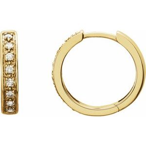 14K Yellow Gold 1/5 CTW Natural Diamond 14 mm Hoop Earrings