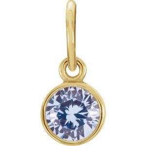 14K Yellow Gold Posh Mommy® Imitation Aquamarine Charm/Pendant