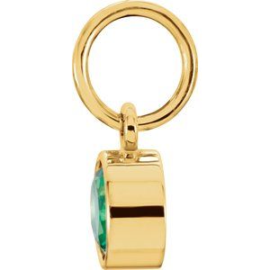 14K Yellow Gold Posh Mommy® Imitation Emerald Charm/Pendant – image 2