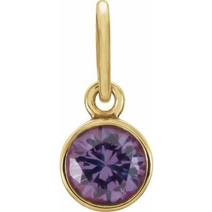 14K Yellow Gold Posh Mommy® Imitation Alexandrite Charm/Pendant