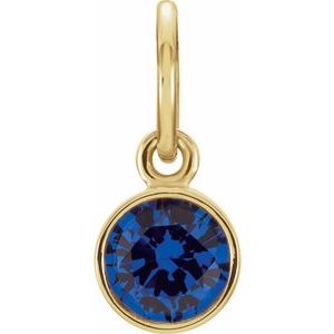 14K Yellow Gold Posh Mommy® Imitation Blue Sapphire Charm/Pendant