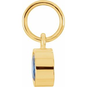 14K Yellow Gold Posh Mommy® Imitation Blue Sapphire Charm/Pendant – image 2