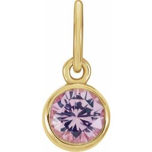 14K Yellow Gold Posh Mommy® Imitation Pink Tourmaline Charm/Pendant