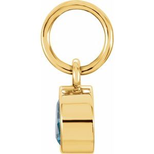 14K Yellow Gold Posh Mommy® Imitation Blue Zircon Charm/Pendant – image 2