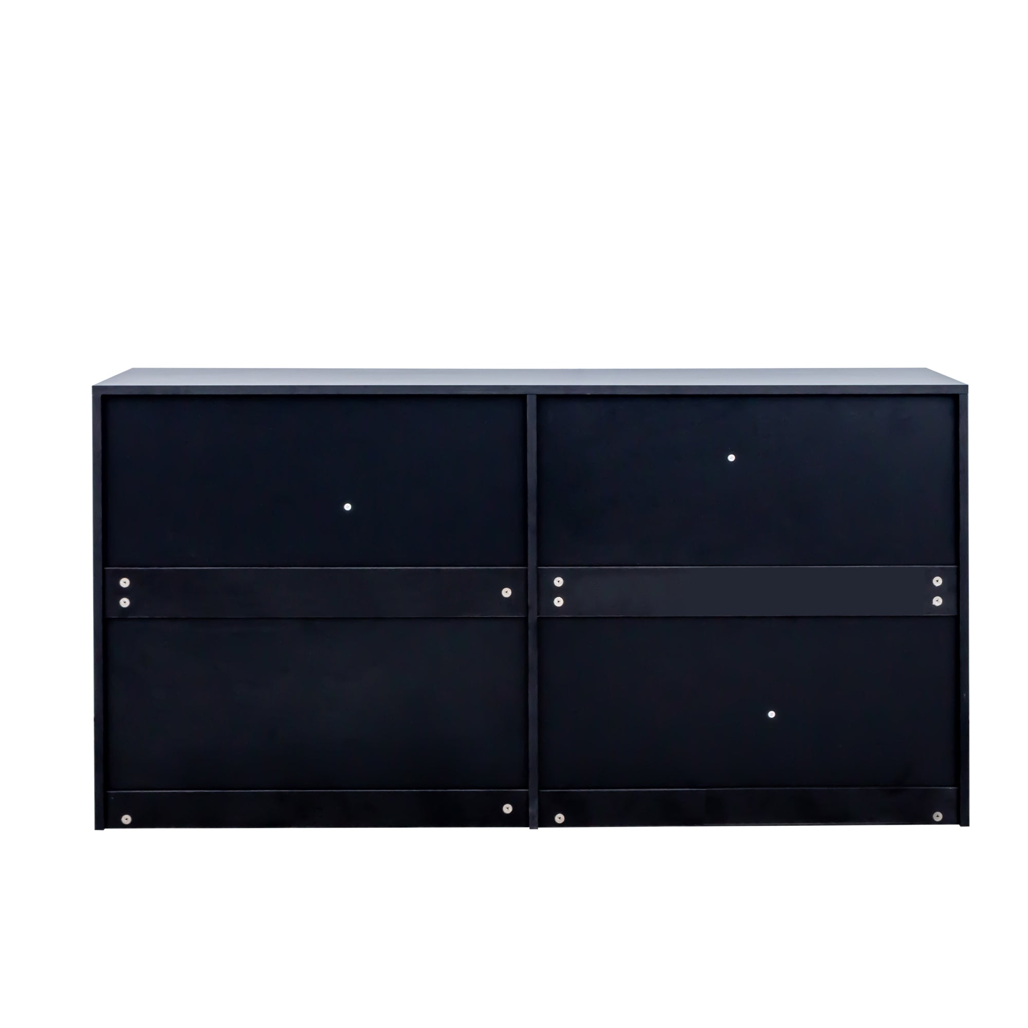 Modern black side cabinet with 6 drawers ,  Wood Chest of Drawers with Metal Handle,  Storage Organizer for Living Room , Bedroom or Hallway, Black