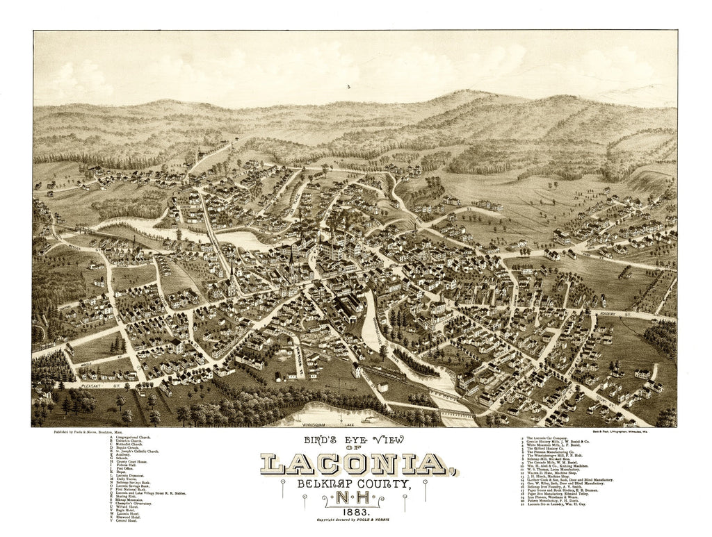 Vintage Map of Laconia, New Hampshire 1883