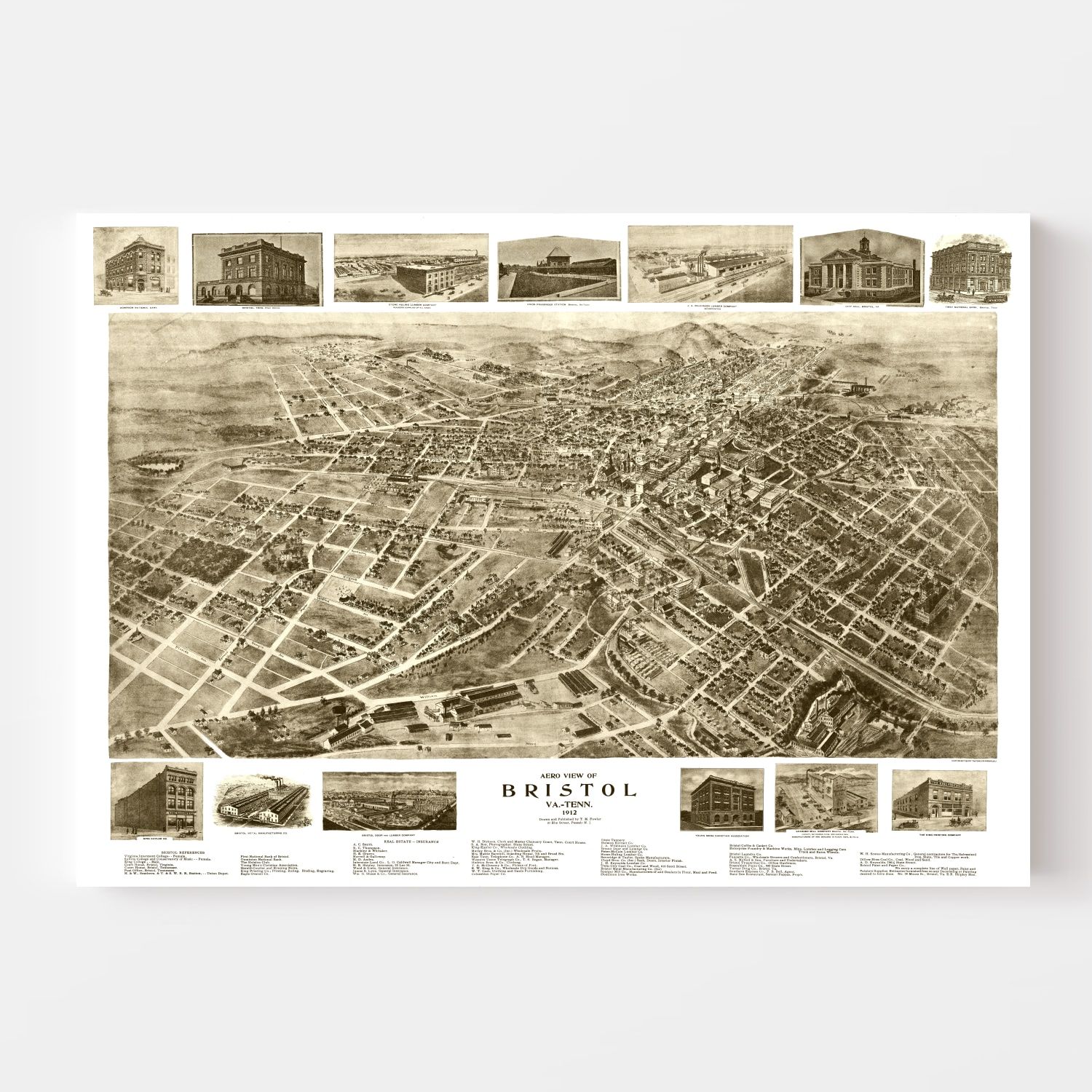 Vintage Map of Bristol, Virginia 1912