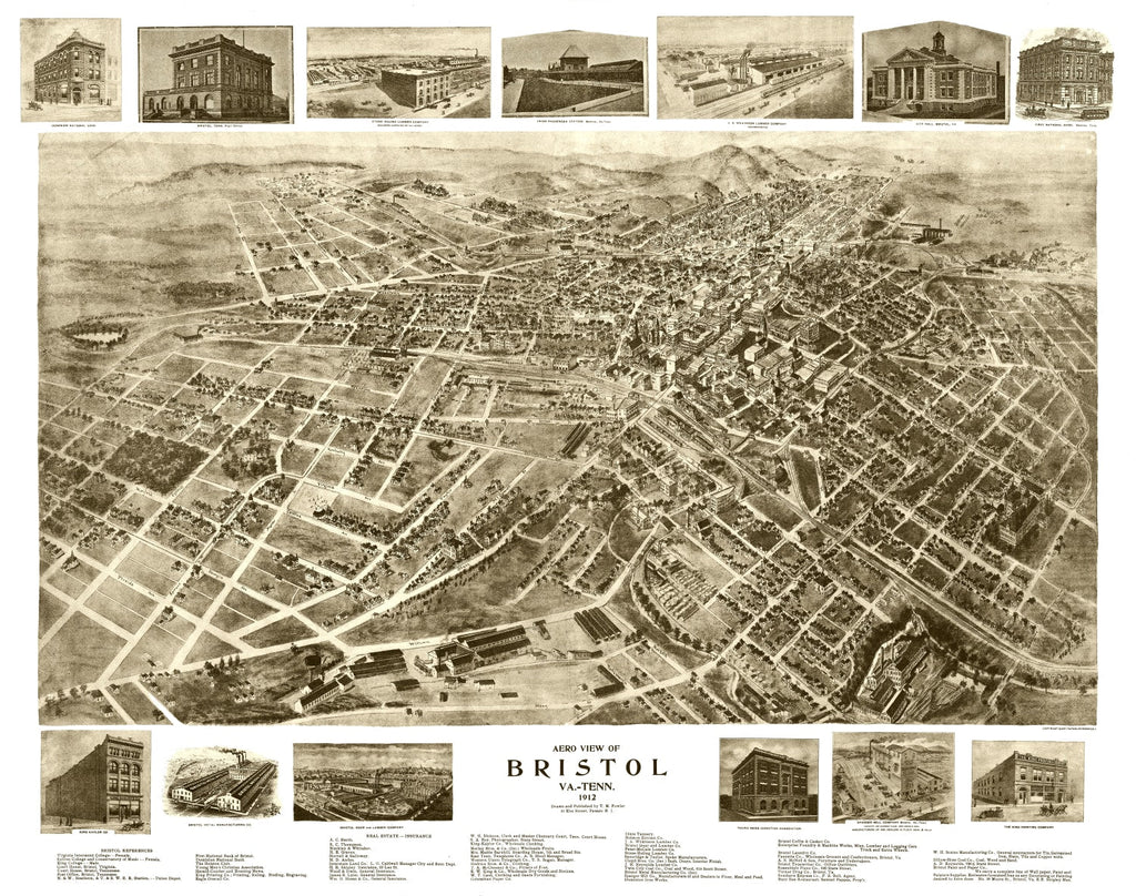 Vintage Map of Bristol, Virginia 1912