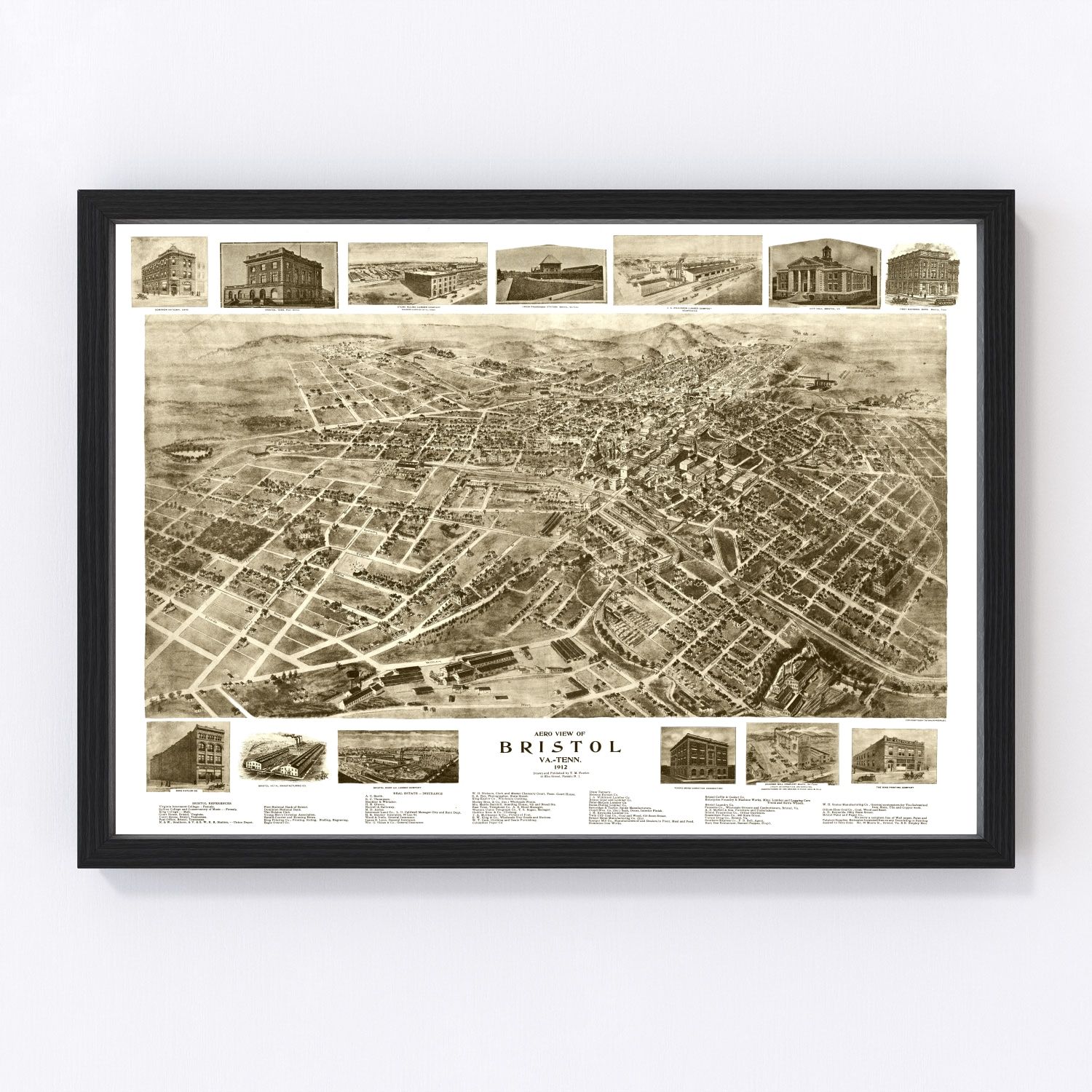 Vintage Map of Bristol, Virginia 1912