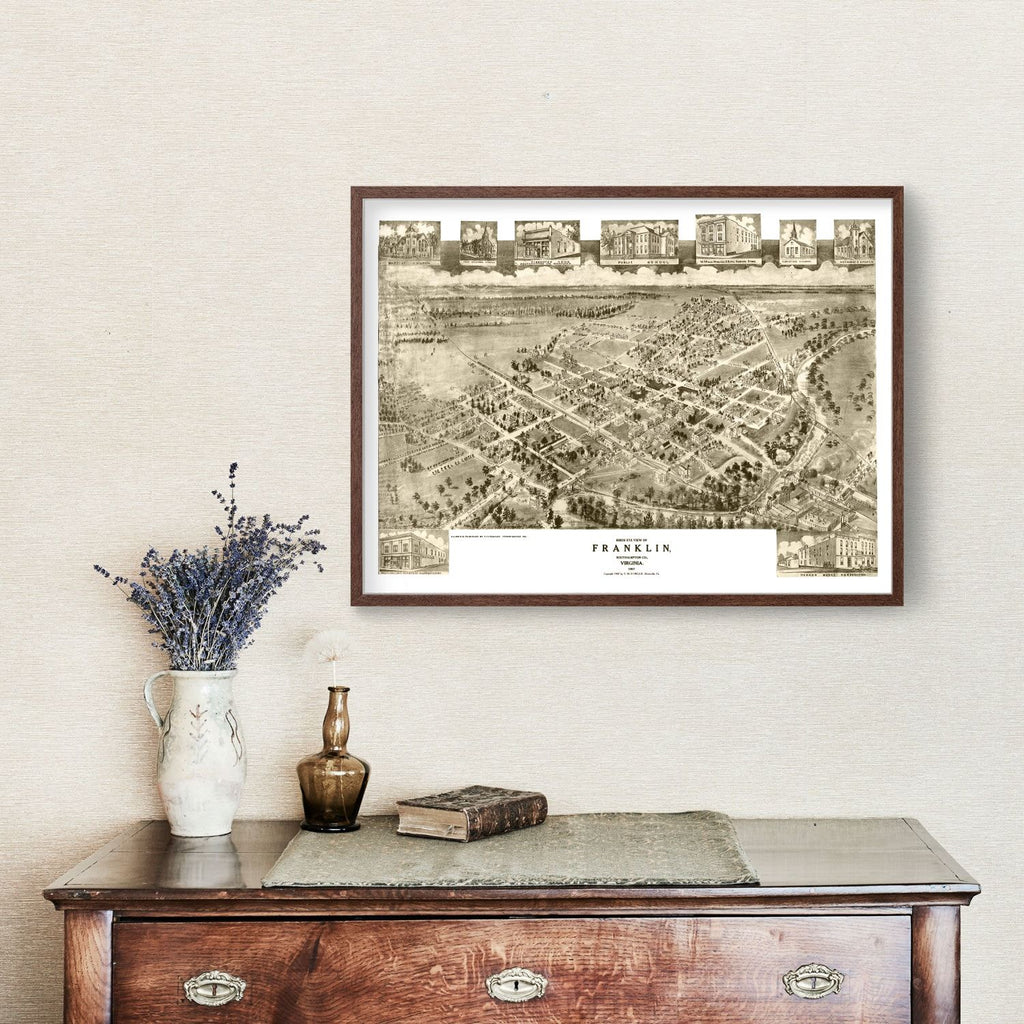 Vintage Map of Franklin, Virginia 1907