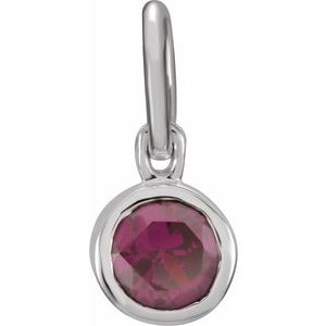 14K White Gold Posh Mommy® Imitation Garnet Charm/Pendant – image 2