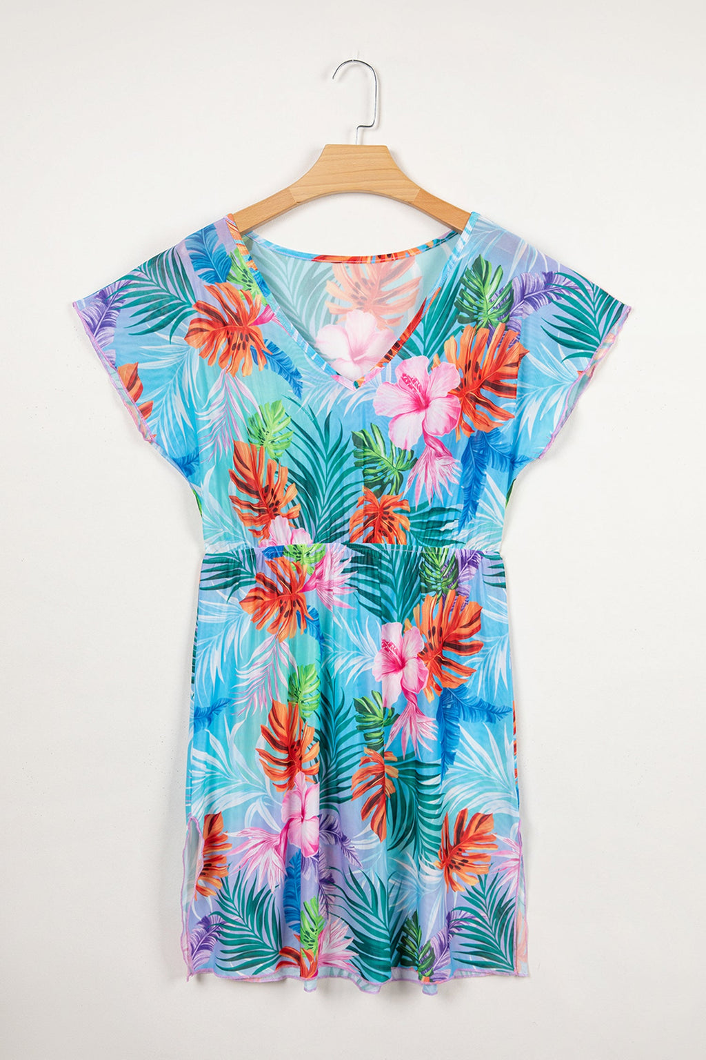 Tropical Semi-Sheer Beach Cover Up Dress