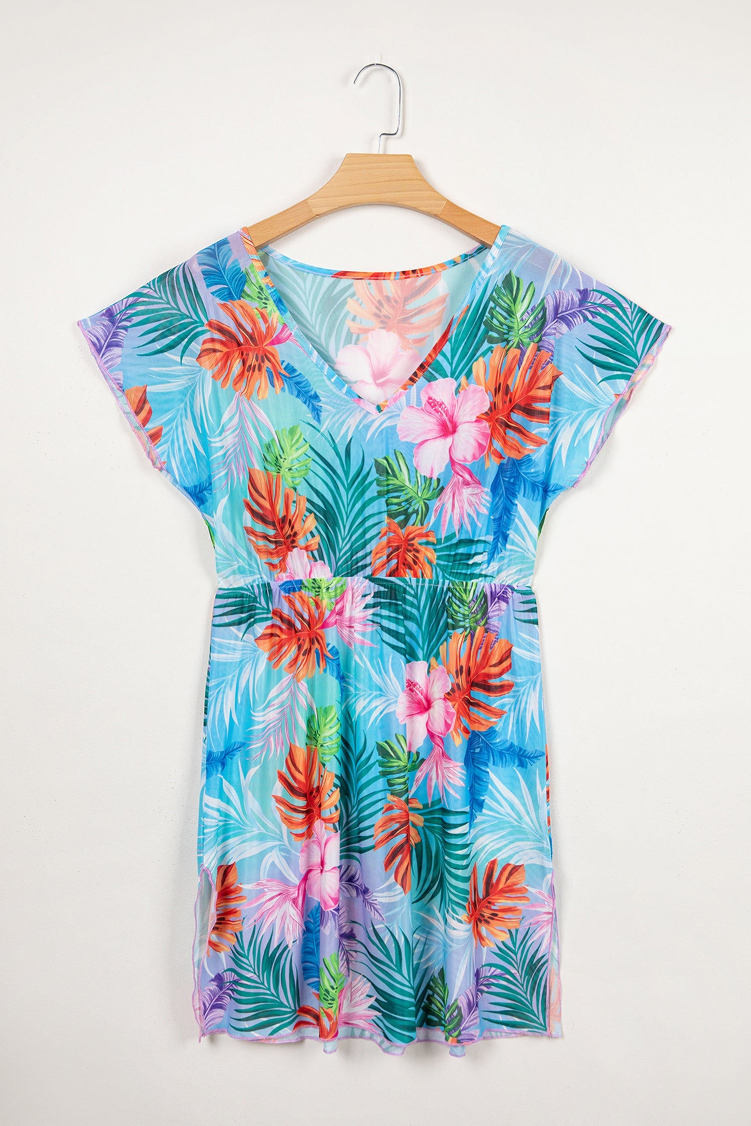 Tropical Semi-Sheer Beach Cover Up Dress