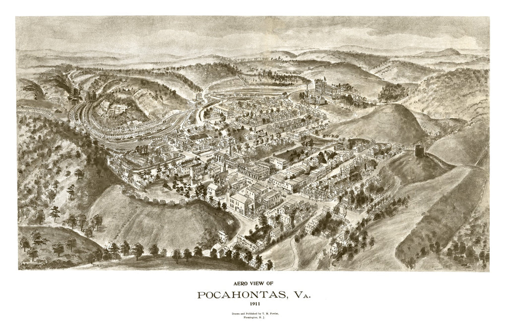 Vintage Map of Pocahontas, Virginia 1911