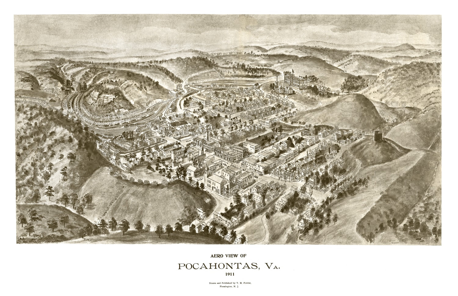 Vintage Map of Pocahontas, Virginia 1911