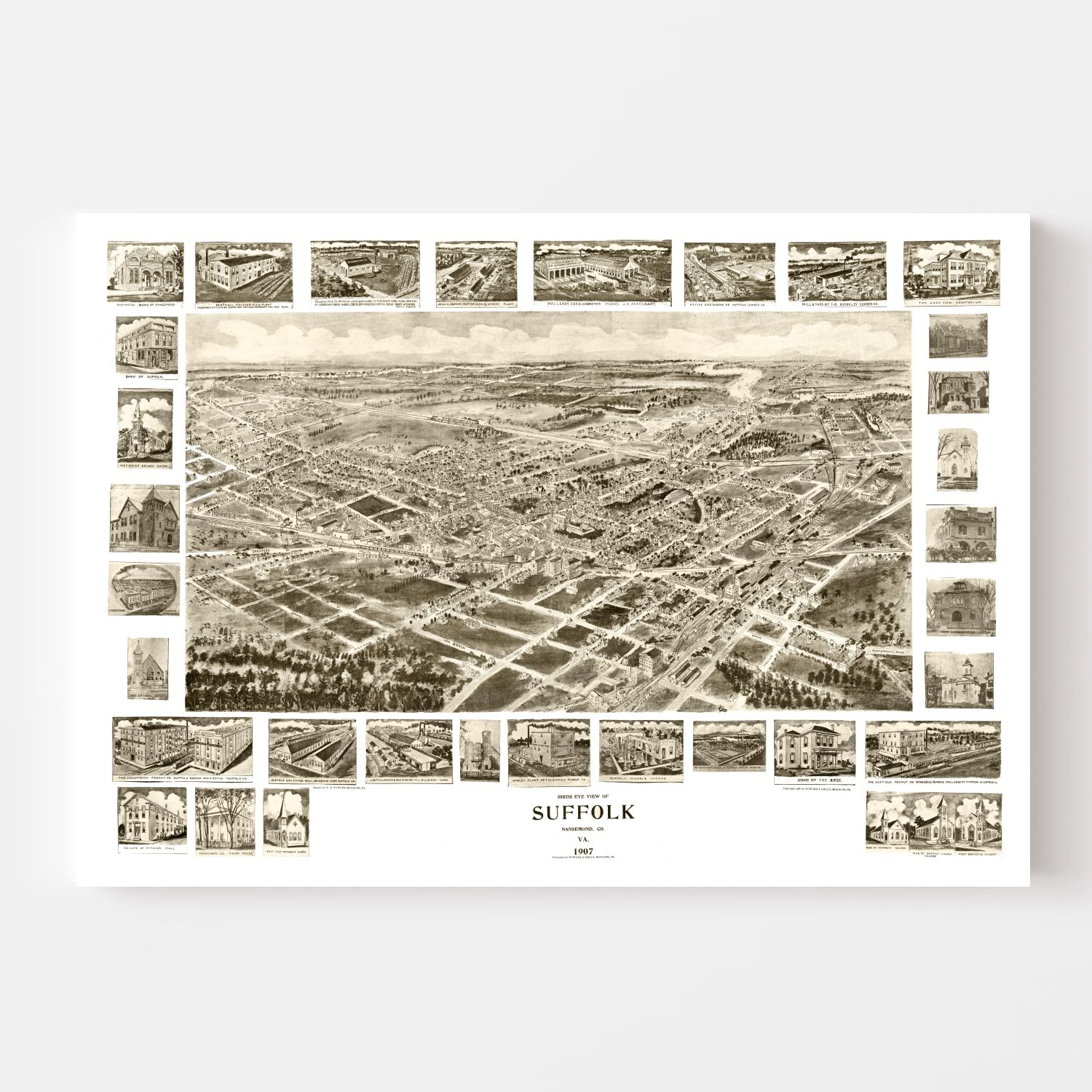 Vintage Map of Suffolk, Virginia 1907