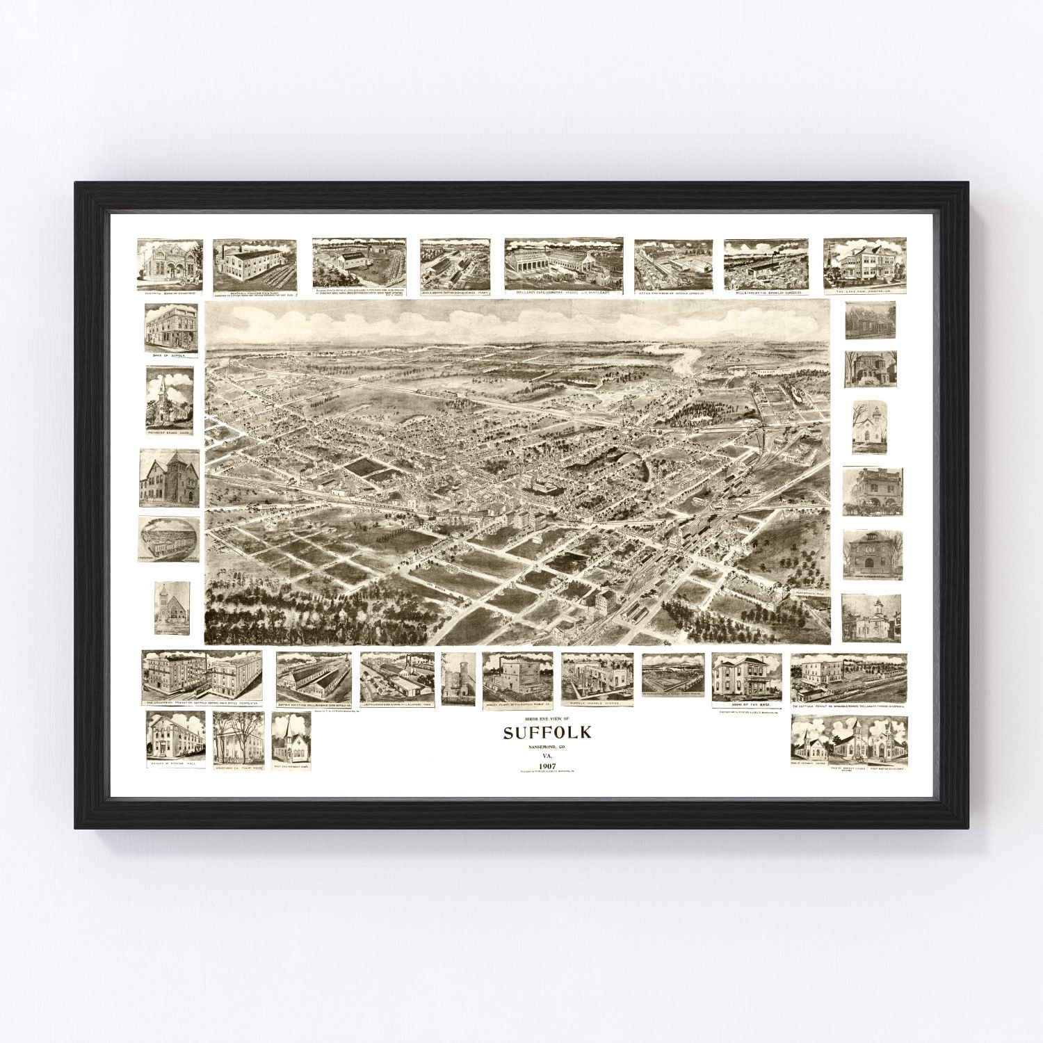 Vintage Map of Suffolk, Virginia 1907