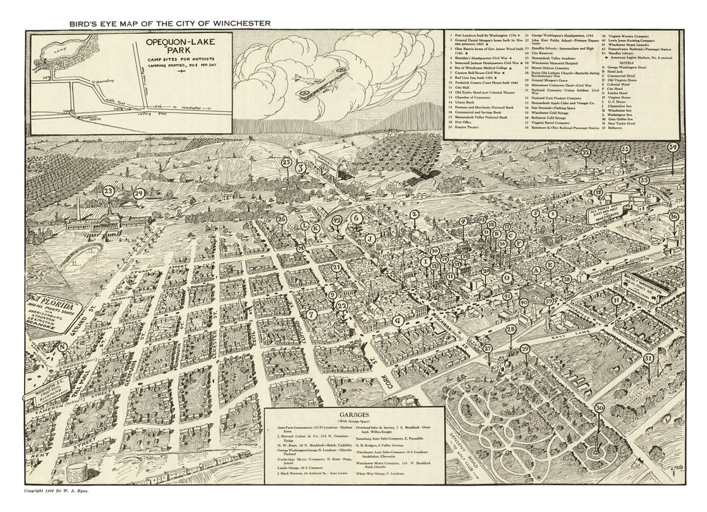 Vintage Map of Winchester, Virginia 1926
