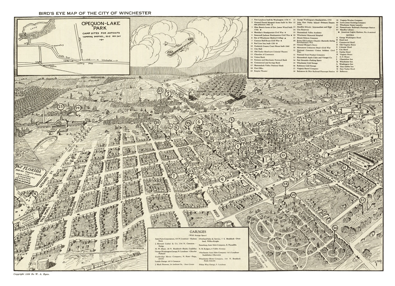 Vintage Map of Winchester, Virginia 1926