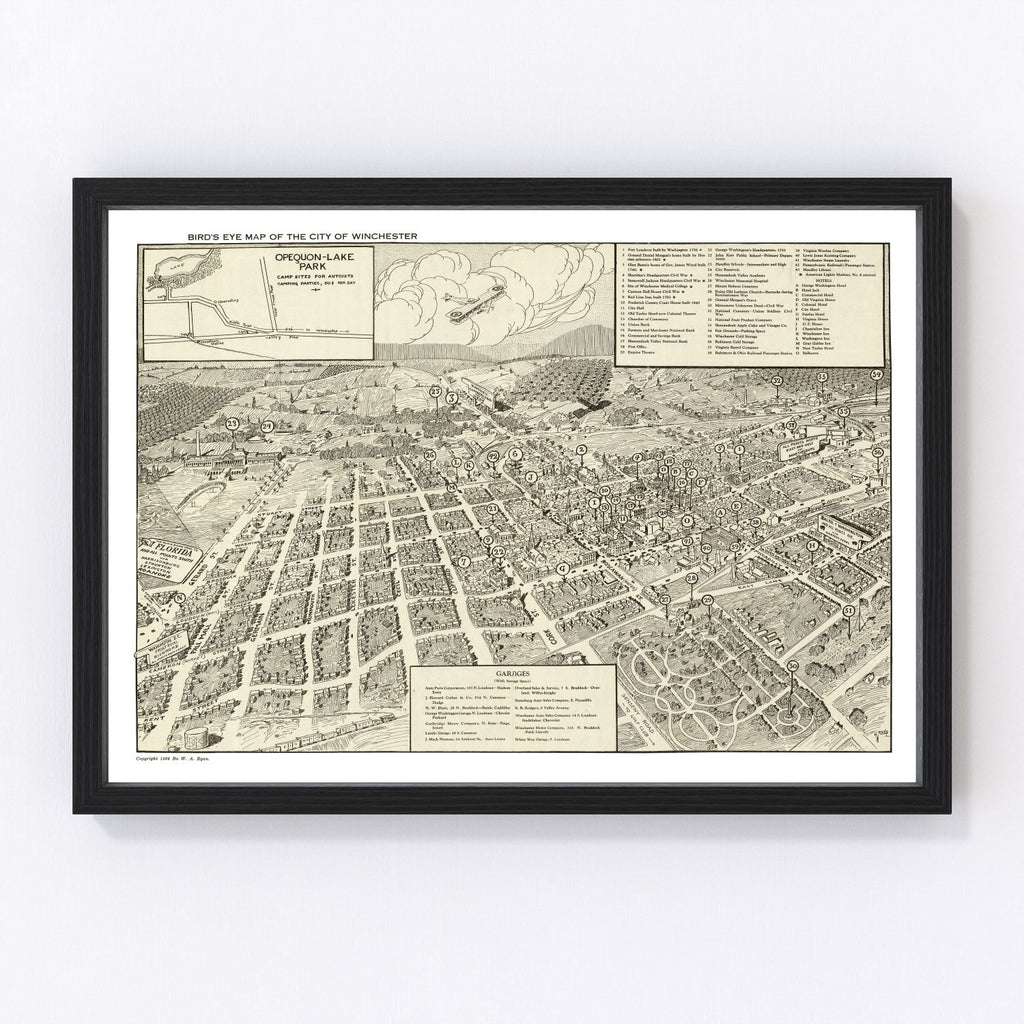 Vintage Map of Winchester, Virginia 1926