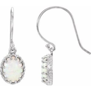 14K White Gold Natural White Opal Earrings
