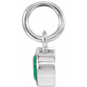 14K White Gold Posh Mommy® Imitation Emerald Charm/Pendant – image 2