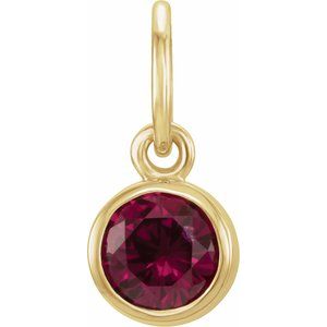 14K Yellow Gold Posh Mommy® Imitation Garnet Charm/Pendant