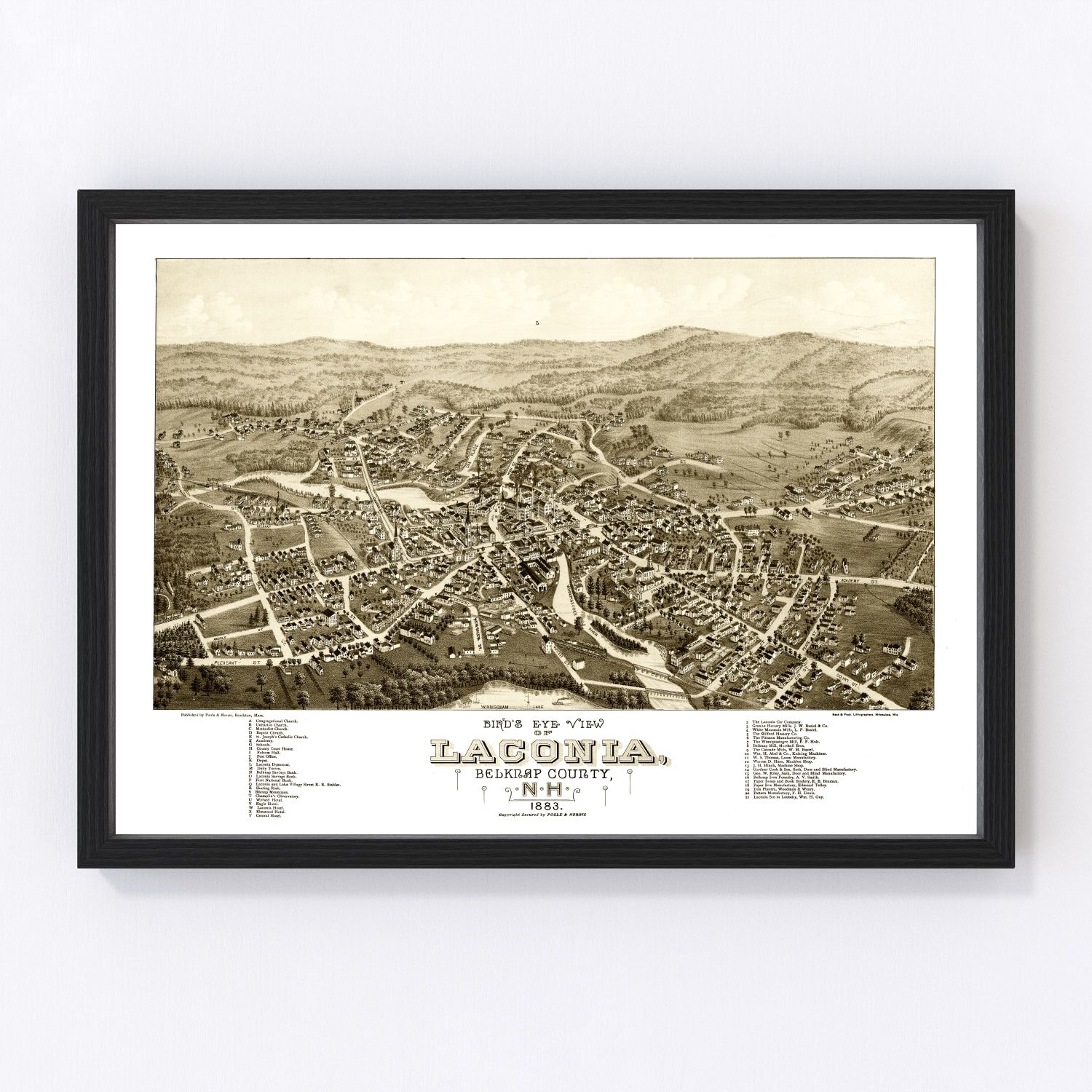 Vintage Map of Laconia, New Hampshire 1883