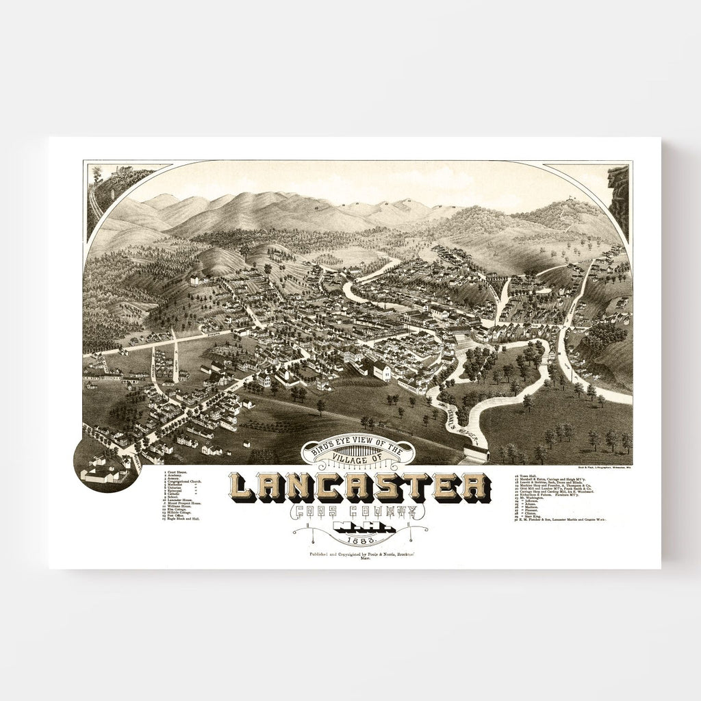 Vintage Map of Lancaster, New Hampshire 1883