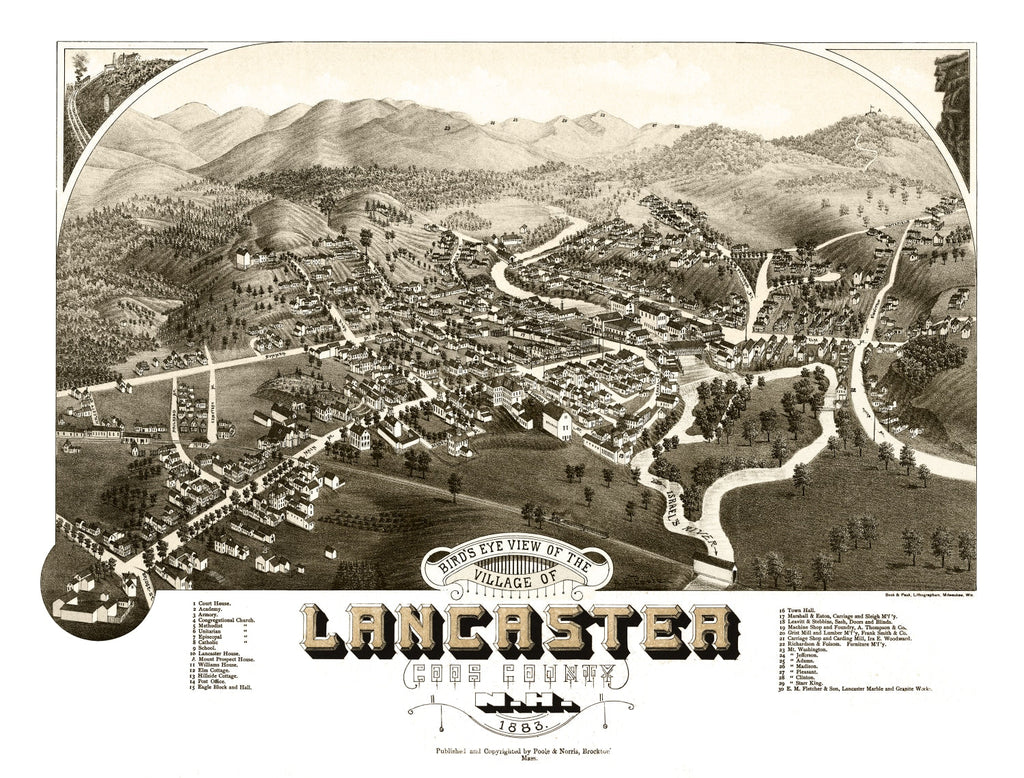 Vintage Map of Lancaster, New Hampshire 1883