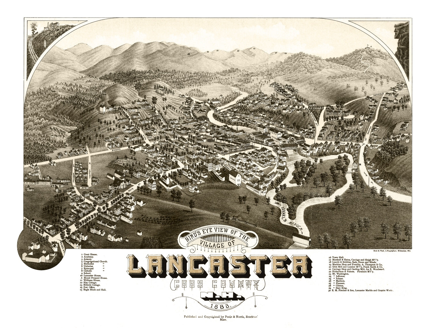Vintage Map of Lancaster, New Hampshire 1883