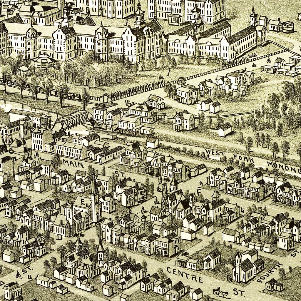 Vintage Map of Weston, West Virginia 1900