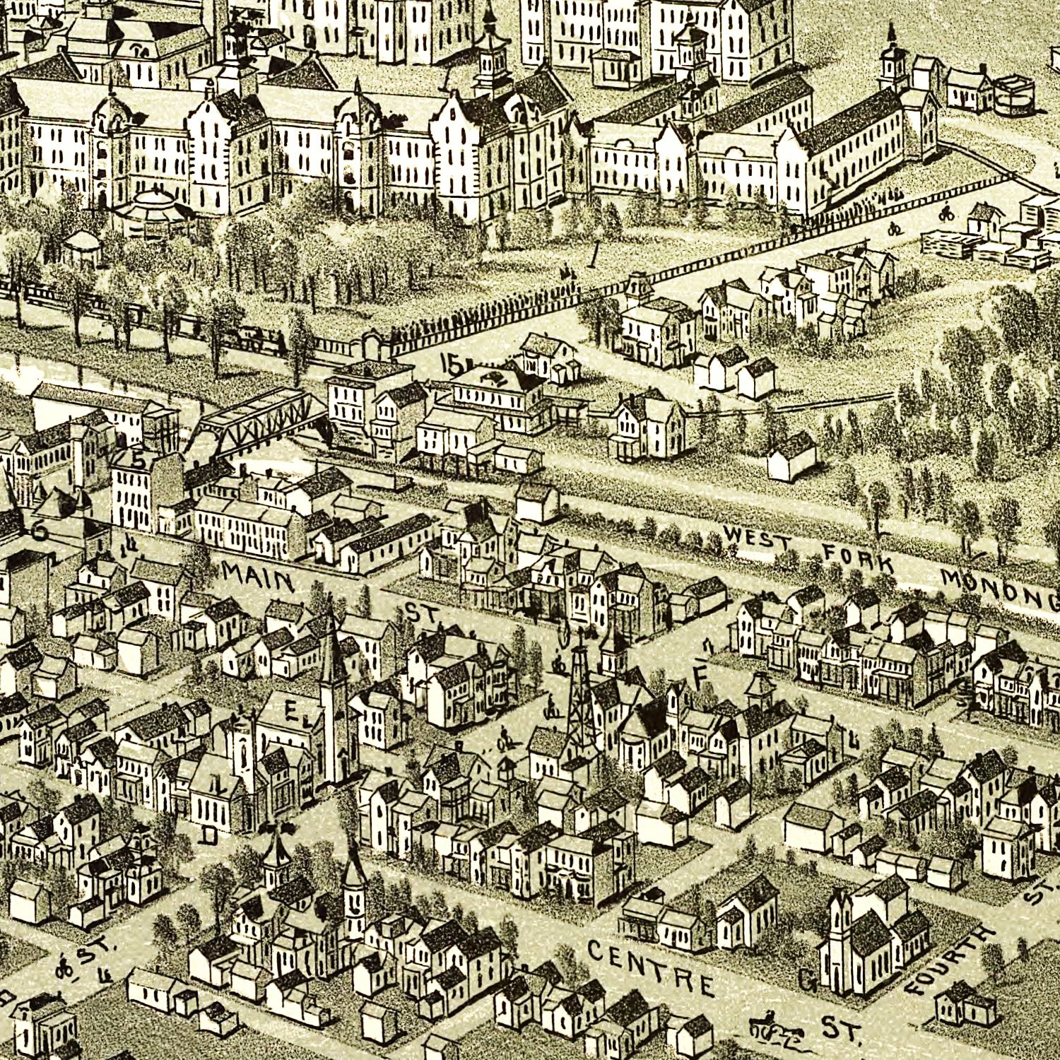 Vintage Map of Weston, West Virginia 1900